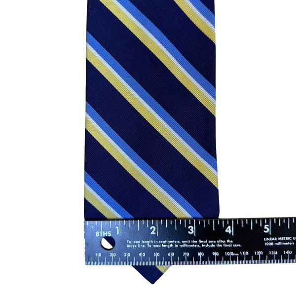 Vintage Brooks Brothers Mens Blue/Yellow Striped Silk Necktie Handmade In USA