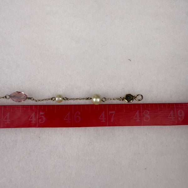 Ralph Lauren Womens Gold Tone Necklace With Pink & Pearl Beads