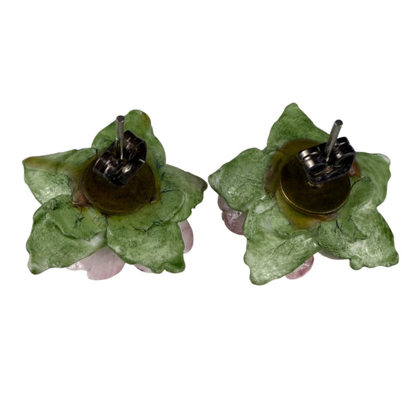 Dorothy Ann Staffordshire Hand Painted Bone China Earrings Flower Embellished Studs Set