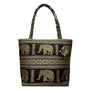 Handmade Women’s Black & Gold Elephant Pattern Tote Bag With Small Purse