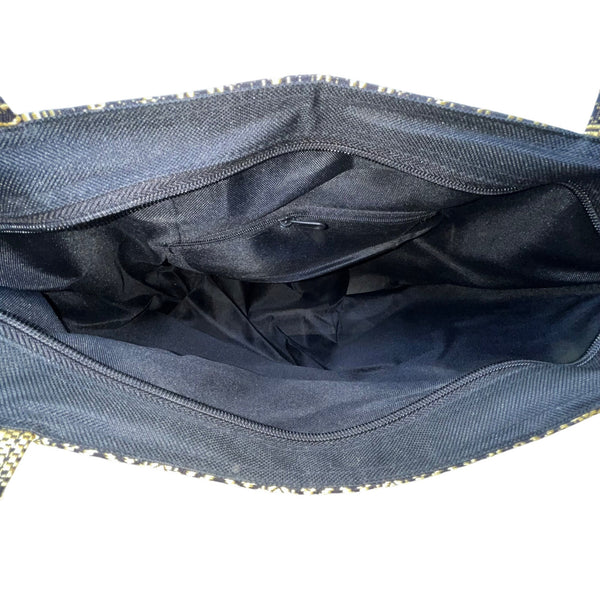 Handmade Women’s Black & Gold Elephant Pattern Tote Bag With Small Purse