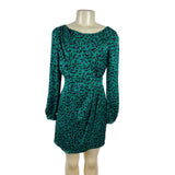 Shorkanna Green & Purple Animal Print Long Sleeve Mini Dress Sz 0
