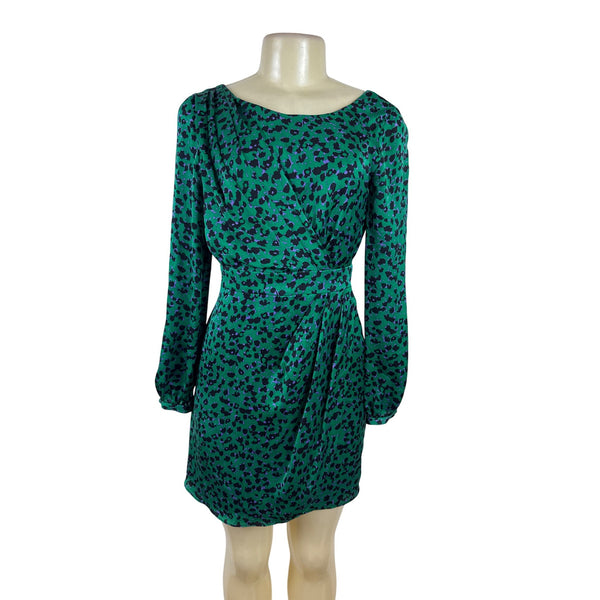 Shorkanna Green & Purple Animal Print Long Sleeve Mini Dress Sz 0