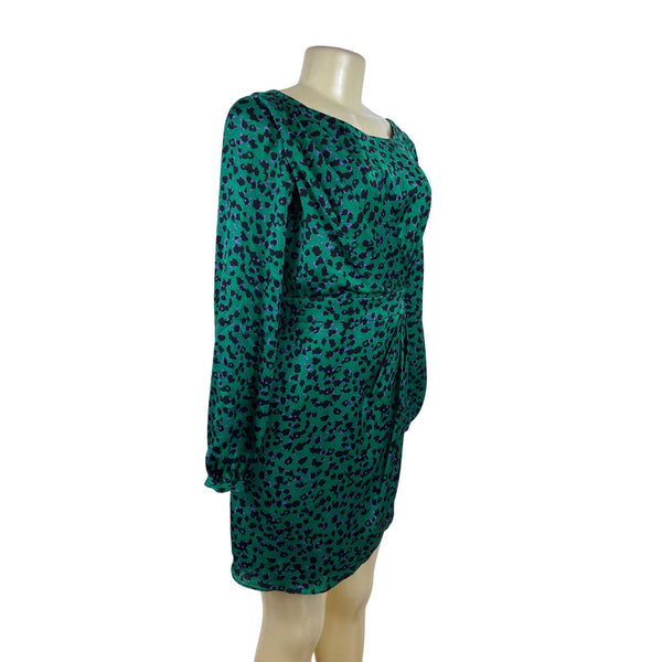 Shorkanna Green & Purple Animal Print Long Sleeve Mini Dress Sz 0