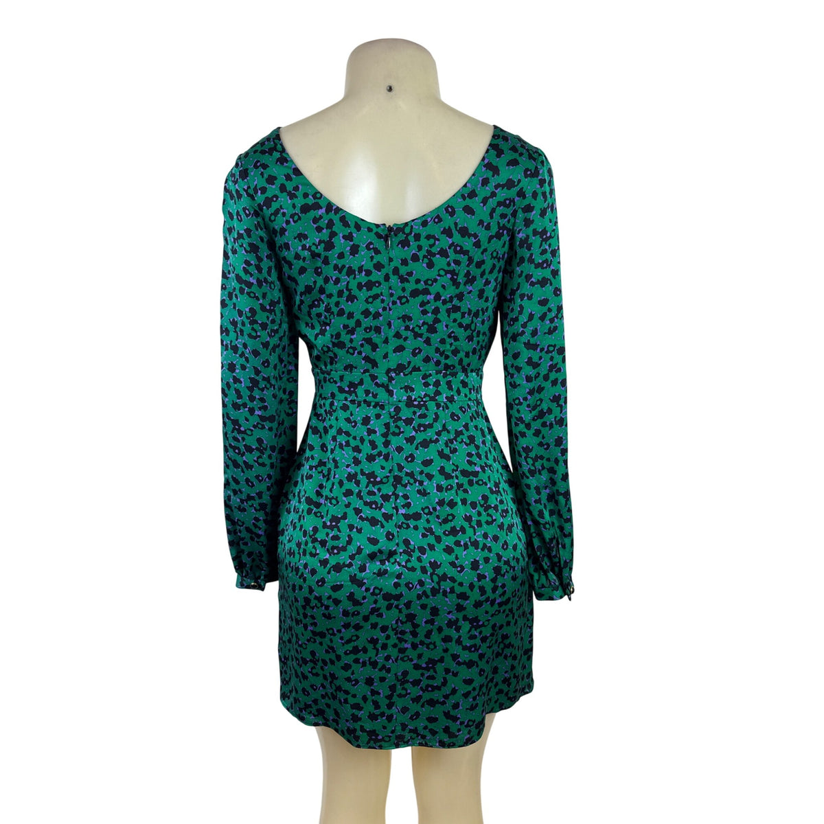 Shorkanna Green & Purple Animal Print Long Sleeve Mini Dress Sz 0