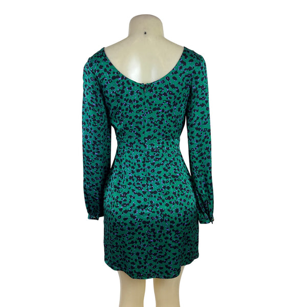 Shorkanna Green & Purple Animal Print Long Sleeve Mini Dress Sz 0