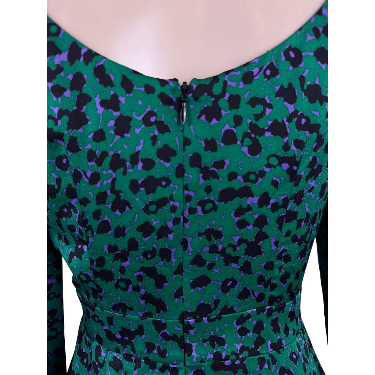 Shorkanna Green & Purple Animal Print Long Sleeve Mini Dress Sz 0