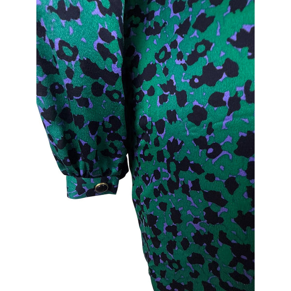 Shorkanna Green & Purple Animal Print Long Sleeve Mini Dress Sz 0