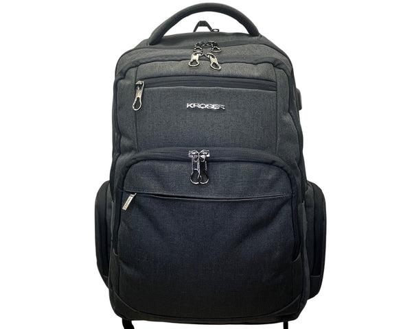 Kroser Unisex Charcoal USB Charging Water-Resistant Travel Laptop Backpack