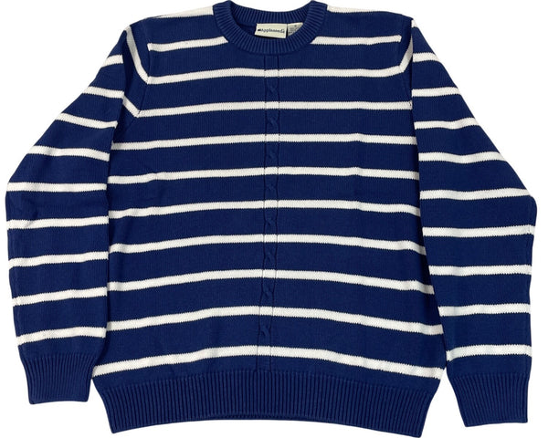 Appleseeds Blue & White Striped Crewneck Sweater Size M - New