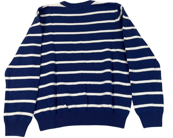 Appleseeds Blue & White Striped Crewneck Sweater Size M - New