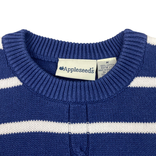 Appleseeds Blue & White Striped Crewneck Sweater Size M - New