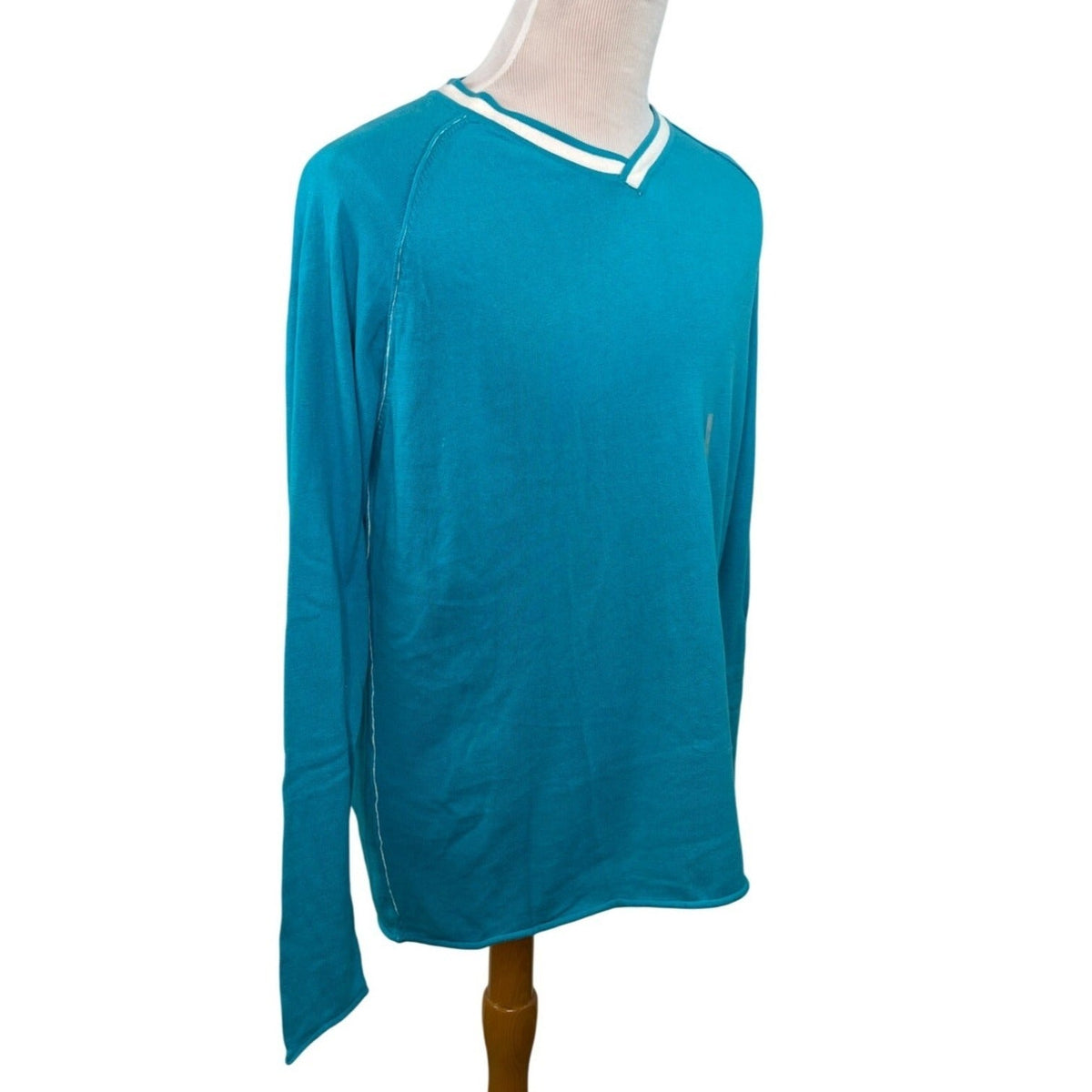 American Rag Mens Teal Long Sleeve V-Neck Shirt Relaxed Fit Sz XL- New