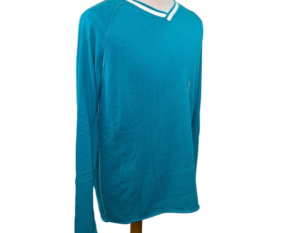 American Rag Mens Teal Long Sleeve V-Neck Shirt Relaxed Fit Sz XL- New