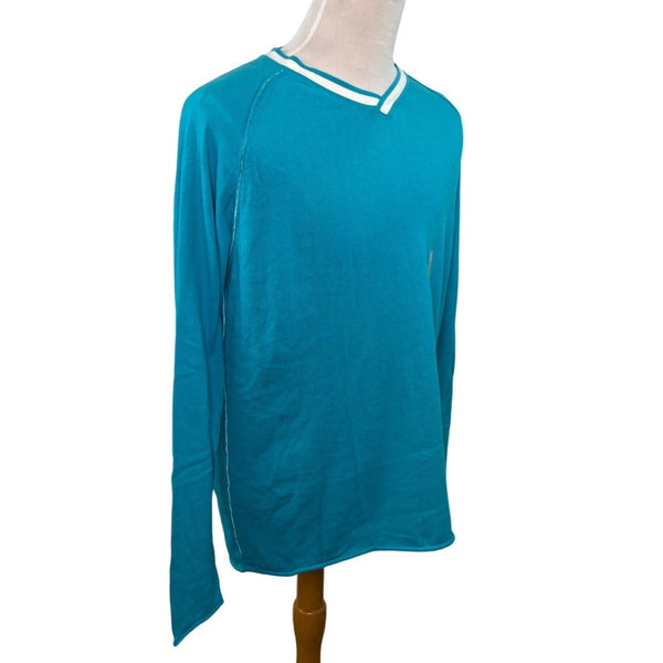 American Rag Mens Teal Long Sleeve V-Neck Shirt Relaxed Fit Sz XL- New