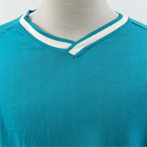 American Rag Mens Teal Long Sleeve V-Neck Shirt Relaxed Fit Sz XL- New