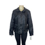 Lucky Brand Womens Black Foux Leather Jacket With Quilted Accents Sz XL - New