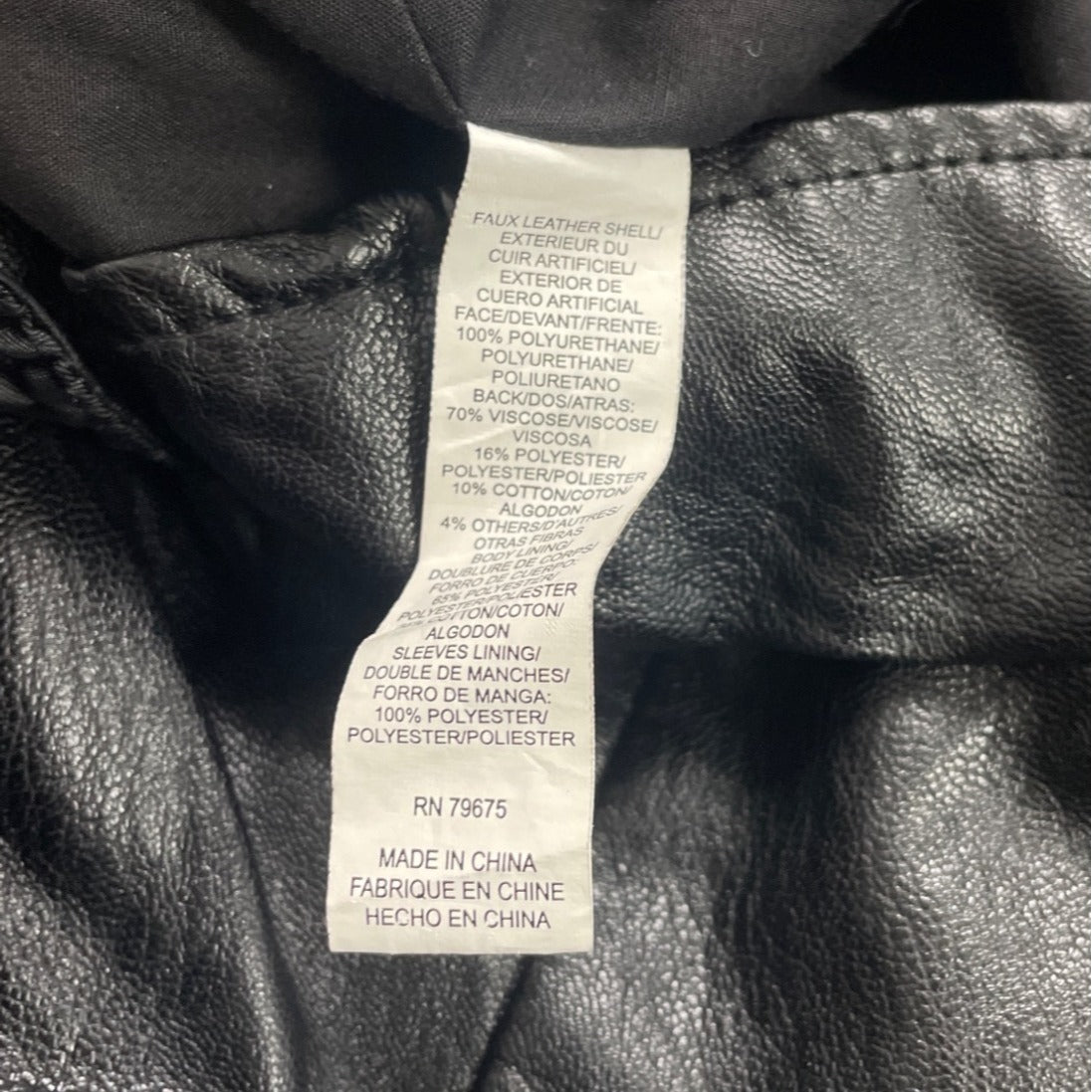 Lucky Brand Womens Black Foux Leather Jacket With Quilted Accents Sz XL - New