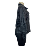 Lucky Brand Womens Black Foux Leather Jacket With Quilted Accents Sz XL - New