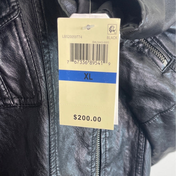 Lucky Brand Womens Black Foux Leather Jacket With Quilted Accents Sz XL - New