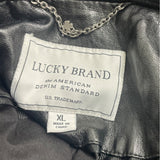 Lucky Brand Womens Black Foux Leather Jacket With Quilted Accents Sz XL - New