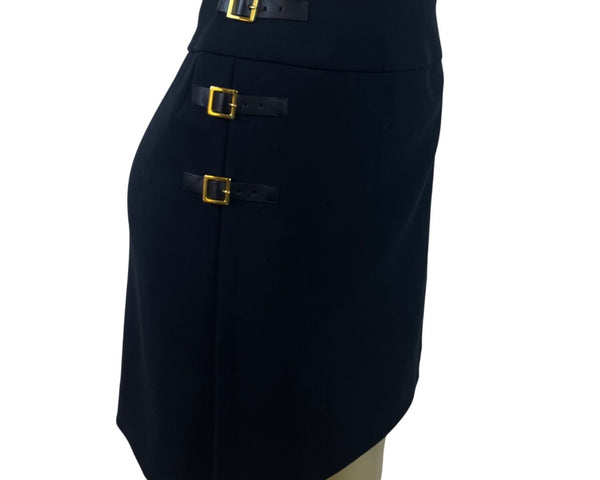Etcetera Women’s Black Buckle Accent Mini Skirt Size 6