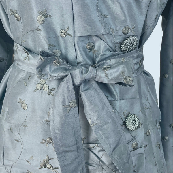 Vintage Keke Collection Women’s Teal Floral Embroidered Wrap Jacket Sz M - New