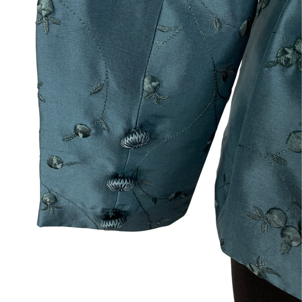 Vintage Keke Collection Women’s Teal Floral Embroidered Wrap Jacket Sz M - New