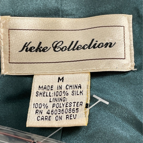 Vintage Keke Collection Women’s Teal Floral Embroidered Wrap Jacket Sz M - New