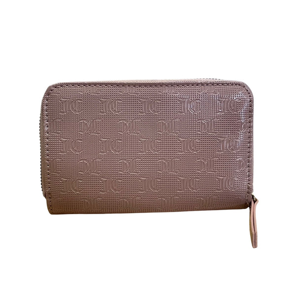 Juicy Couture Embossed Zip-Around With Heart Charm & Snap Closure Wallet Sz M