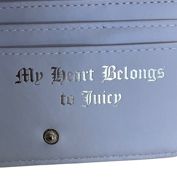 Juicy Couture Embossed Zip-Around With Heart Charm & Snap Closure Wallet Sz M