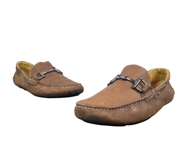 Mercanti Fiorentini Mens Cognac Brown Leather Moccasin Driver Loafers Size 13M