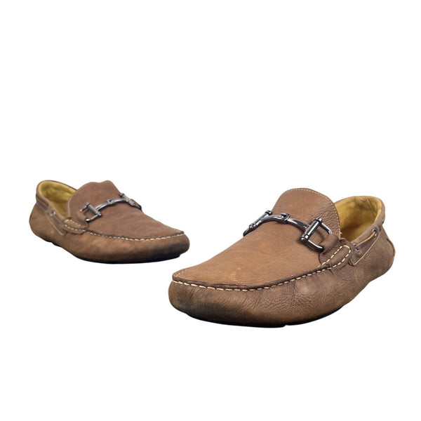 Mercanti Fiorentini Mens Cognac Brown Leather Moccasin Driver Loafers Size 13M