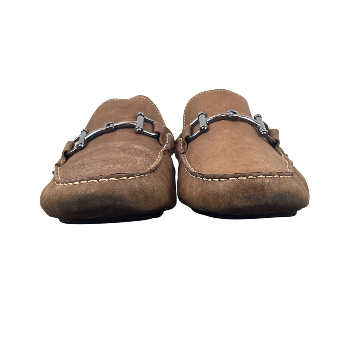 Mercanti Fiorentini Mens Cognac Brown Leather Moccasin Driver Loafers Size 13M