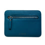 Lodis Women’s Teal Leather RFID Slim Wallet Card Holder With Zipper Pocket