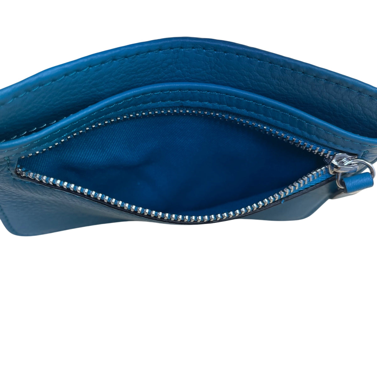 Lodis Women’s Teal Leather RFID Slim Wallet Card Holder With Zipper Pocket