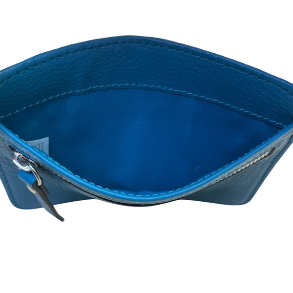 Lodis Women’s Teal Leather RFID Slim Wallet Card Holder With Zipper Pocket