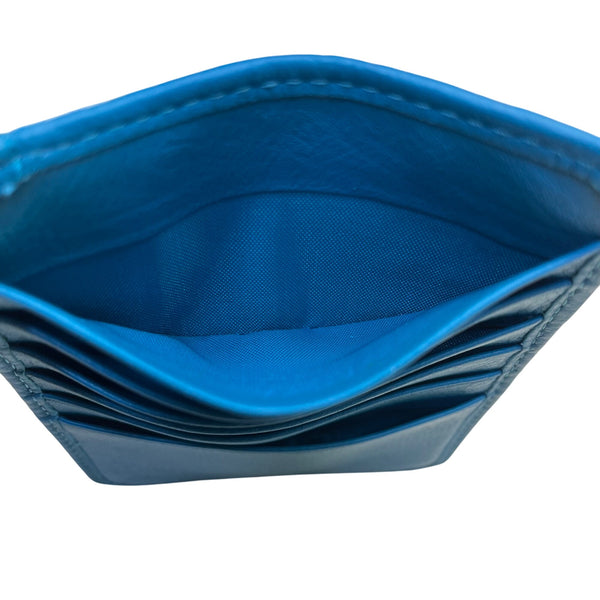 Lodis Women’s Teal Leather RFID Slim Wallet Card Holder With Zipper Pocket