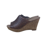 Franco Sarto Women’s Perforated Leather Wedge Sandals With Cork Heel Size 8.5M
