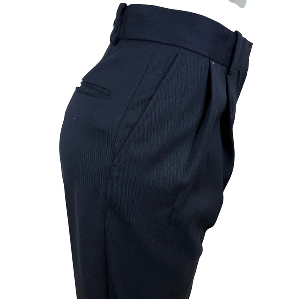 Cos Womens Black Polyester & Wool Blend Pleated High-Waist Trousers Size 2