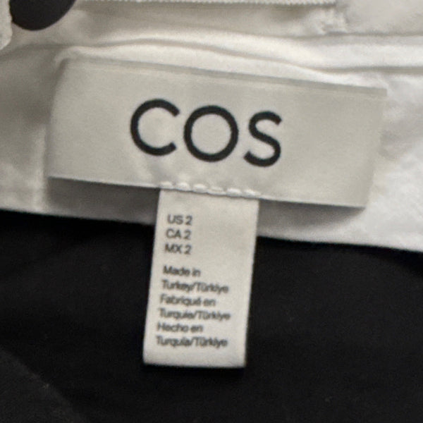 Cos Womens Black Polyester & Wool Blend Pleated High-Waist Trousers Size 2