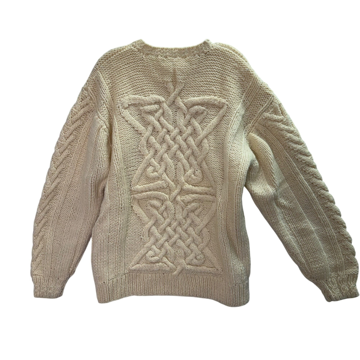 Pringle Of Scotland Womens Cream Wool Hand Knit Sweater Intricate Cable Knit Size L