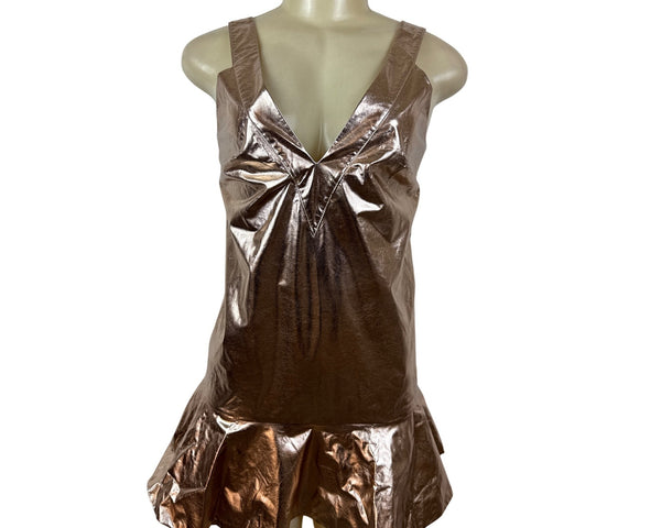 Mare Mare x Anthropologie Metallic Bronze Mini Dress With Flared Hem Sz XXS