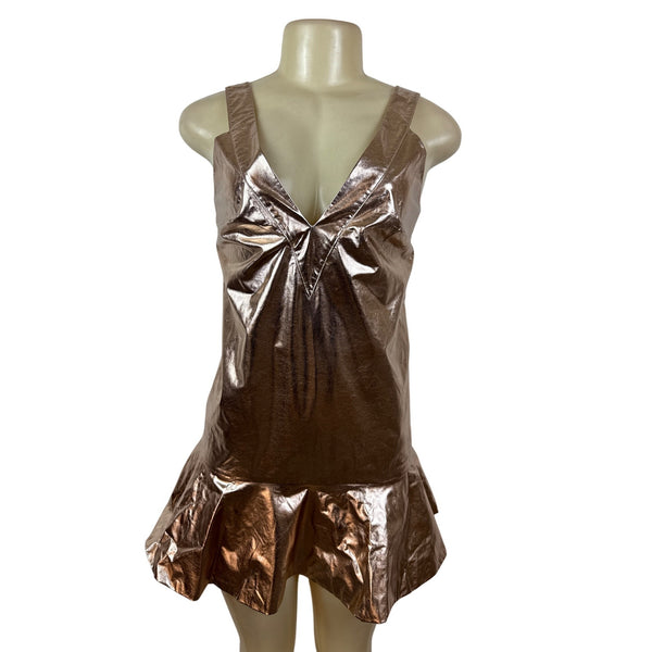 Mare Mare x Anthropologie Metallic Bronze Mini Dress With Flared Hem Sz XXS