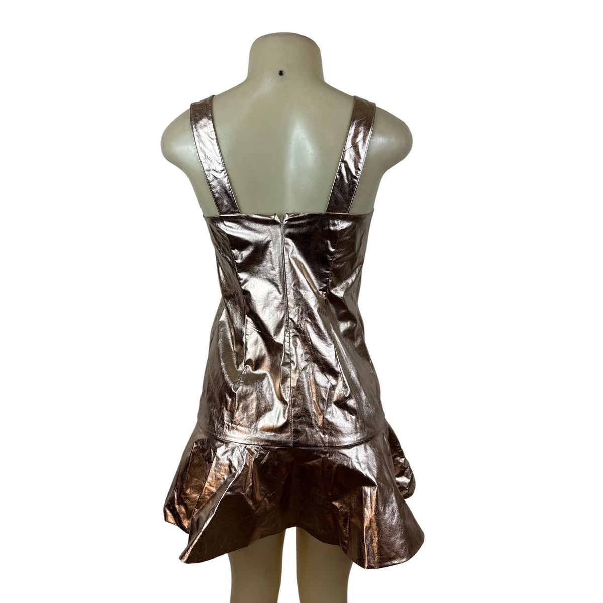 Mare Mare x Anthropologie Metallic Bronze Mini Dress With Flared Hem Sz XXS