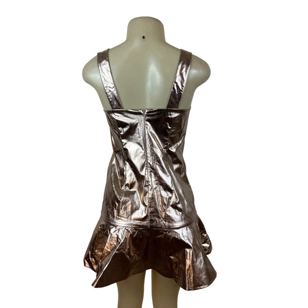 Mare Mare x Anthropologie Metallic Bronze Mini Dress With Flared Hem Sz XXS