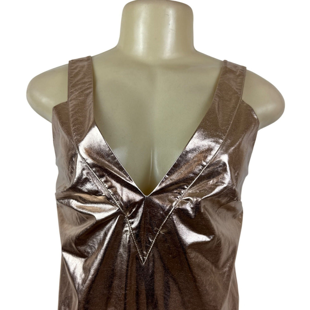 Mare Mare x Anthropologie Metallic Bronze Mini Dress With Flared Hem Sz XXS