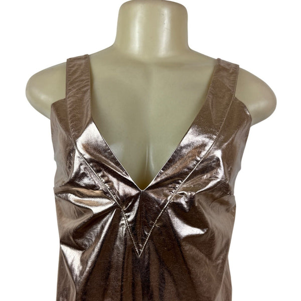 Mare Mare x Anthropologie Metallic Bronze Mini Dress With Flared Hem Sz XXS