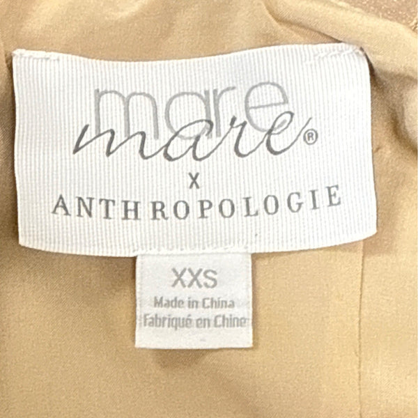 Mare Mare x Anthropologie Metallic Bronze Mini Dress With Flared Hem Sz XXS