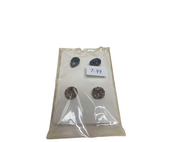 Set Of 4 Crystal Stud Earrings Womens Statement Jewelry Clear & Sparkling Gemstones